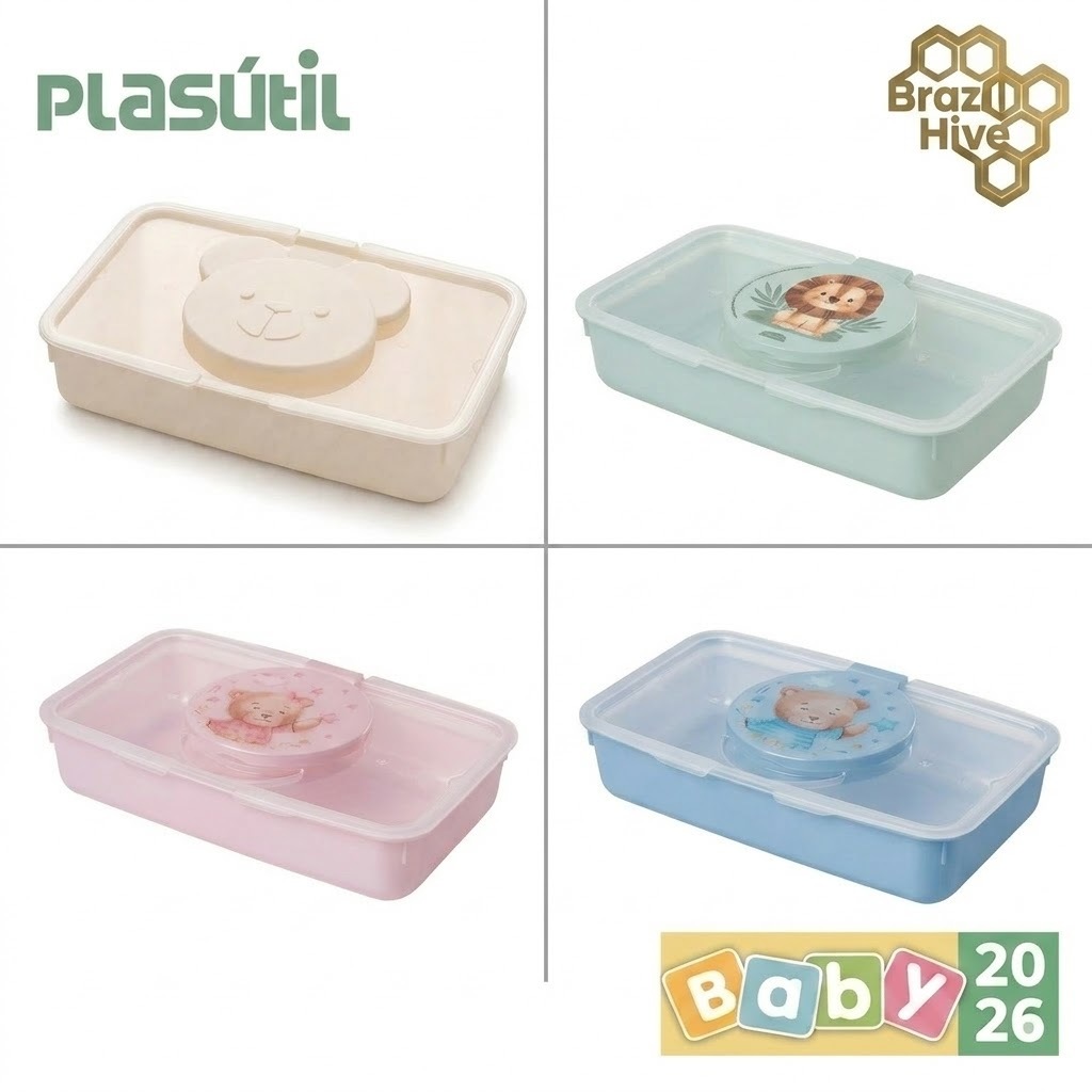 Porta Lenço Umedecido para Bebê Maternidade Decorado Plasútil Infantil Prático, Higiênico, Portátil