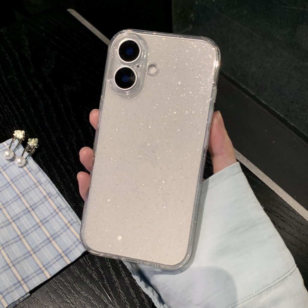 Capa TPU Glitter Brilho Clean Flexível Delicada para iPhone 11 12 13 14 15 16 17 Pro Max