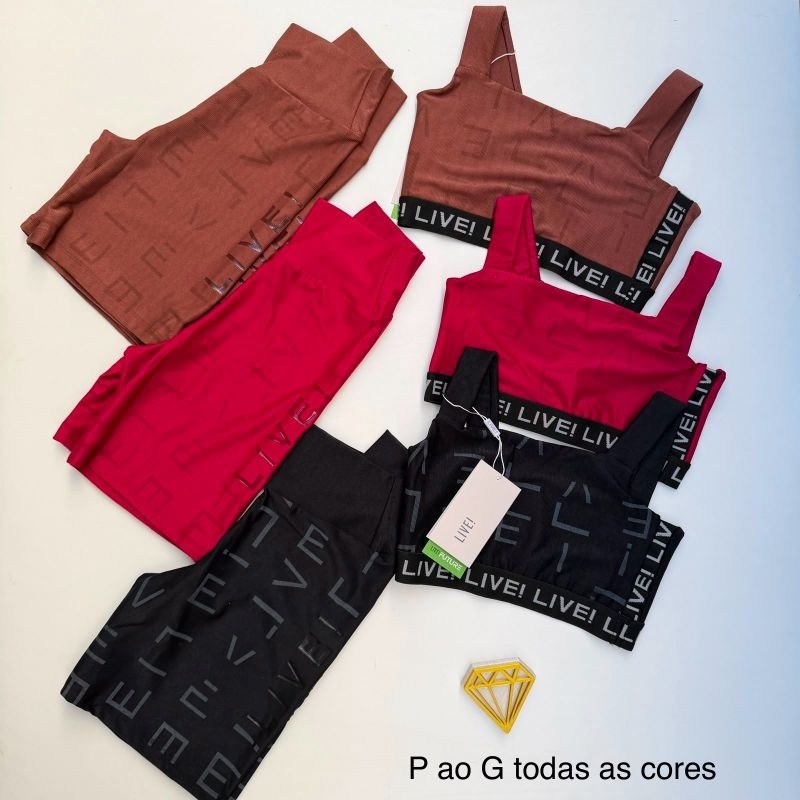 Conjunto Fitness Feminino Cropped + Legging Estampado Academia Yoga Ginástica - Tecido Canelado Confortável