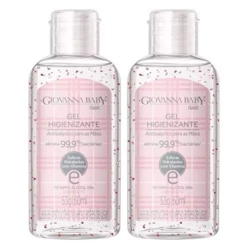 Kit com 2 Álcool em Gel Higienizante Giovanna Baby Classic 60ml