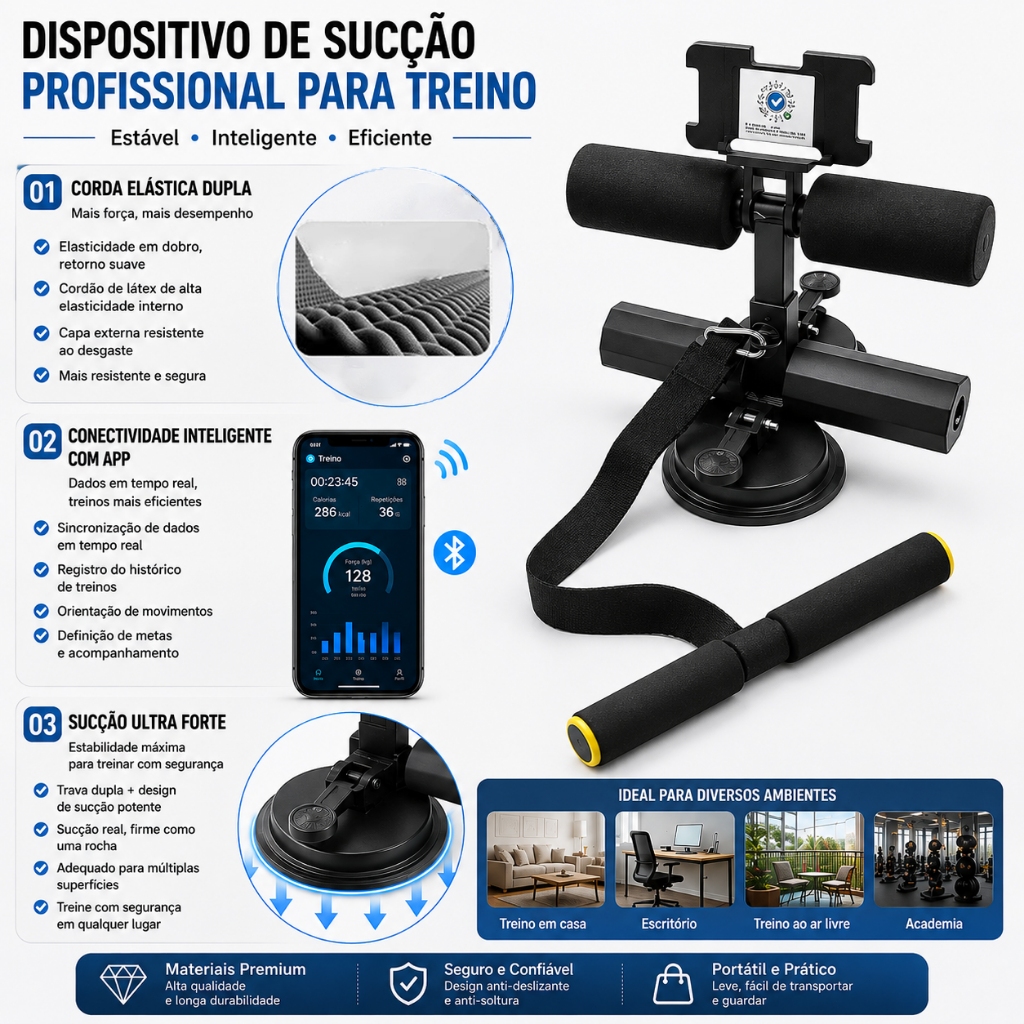 Aparelho Abdominal Exercícios Equipamento Abdominal com Ventosas e Corda Elástica Exercícios