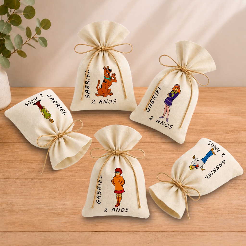 Kit 20 Saquinhos Lembrancinha Personalizada Festa Infantil Aniversário Scooby Doo M2 11x17
