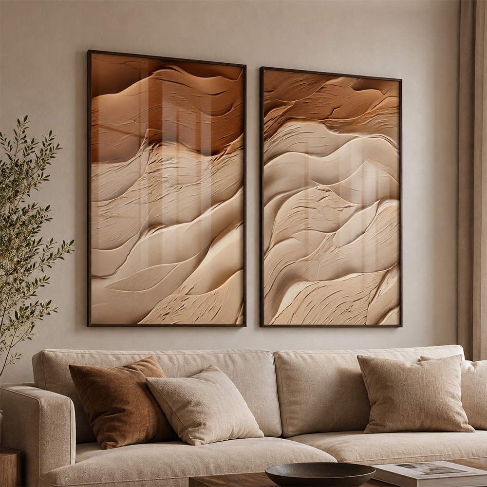 2 Quadros Mosaico Decorativo Sala Abstrato Moldura Com ou Sem Vidro