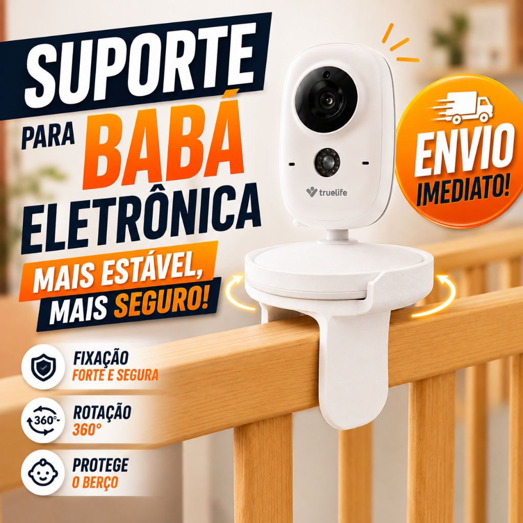 Suporte Babá Eletrônica Berço Universal Ajustável Sem Furos Fácil Instalar Baby Monitor