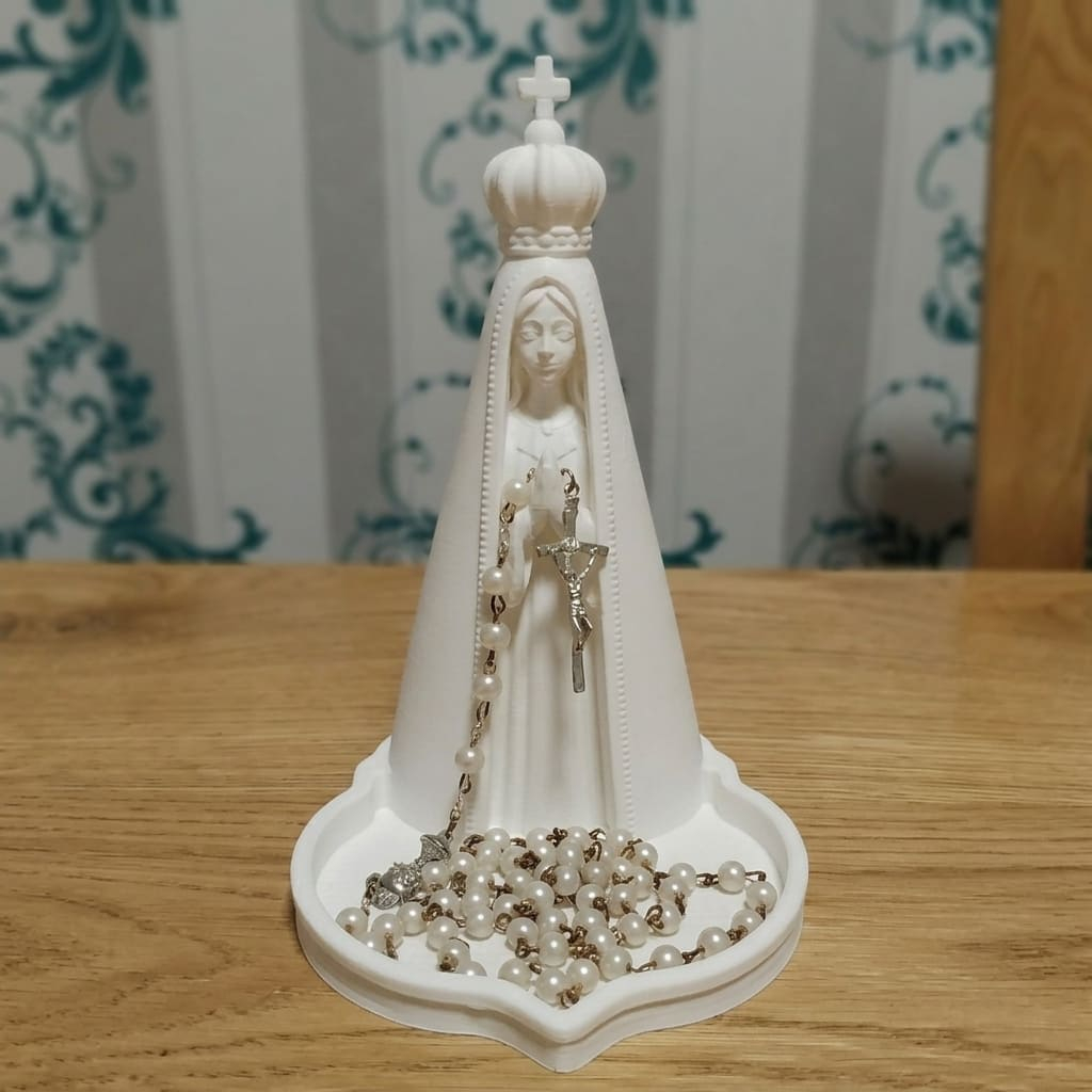 Porta Terço Nossa Senhora Aparecida | Suporte para Terço Católico | Organizador de Terço | Decoração Religiosa