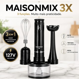 Mixer 3 em 1 220w Processador Triturador Batedor de Alimentos Multiuso MaisonMix