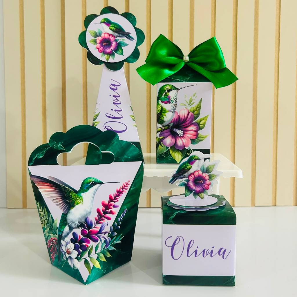 Kit Coleção Mármore Chic - Beija-Flor - Personalizados Festa 30 / 40 / 50 + anos Lembrancinha  Aniversário Pássaro