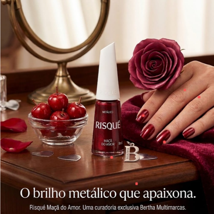 Esmalte Risqué Vermelhos Metálicos Maçã do Amor 8ml