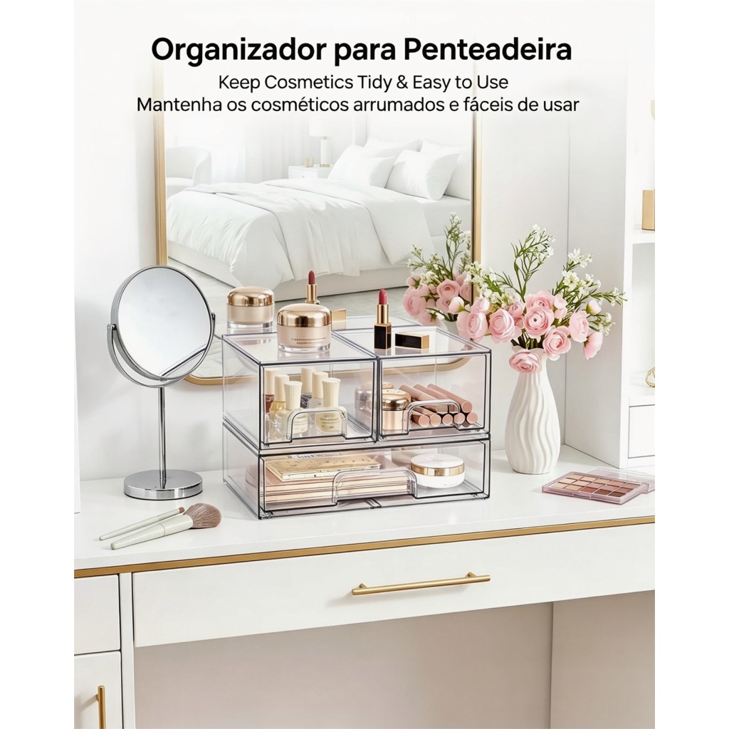 Caixa Organizadora Acrílica Transparente Para Banheiro Gabinete Cozinha — imagem 2 de 2