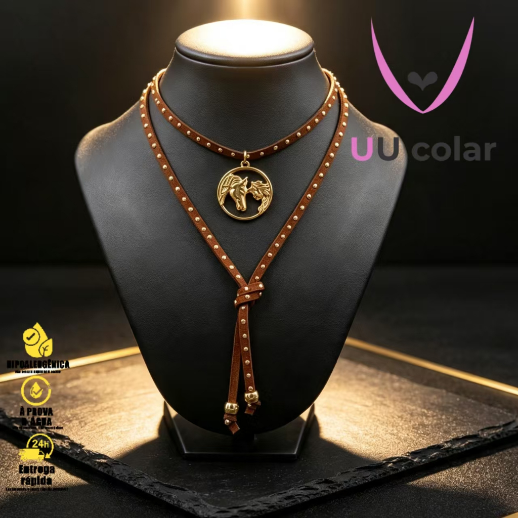 [Pronta Entrega] Choker Country com Concho Turquesa - Moda Rodeio