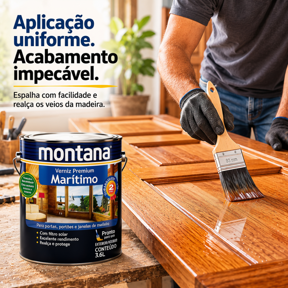 Proteção para Madeira Verniz Maritimo Premium Natural Brilhante 3,6L Montana · foto 2