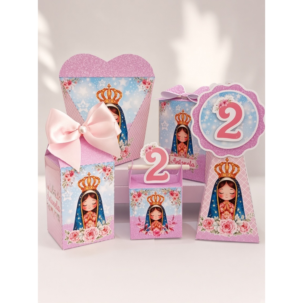 KIT PERSONALIZADO PARA LEMBRANCINHA DE ANIVERSÁRIO NOSSA SENHORA APARECIDA MENINA