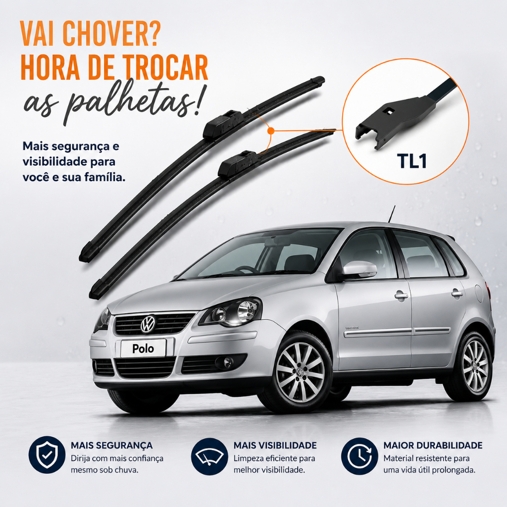 Jogo Palheta Limpador Parabrisa Dianteiro Vw Polo / Polo Sedan 2010 a 2015