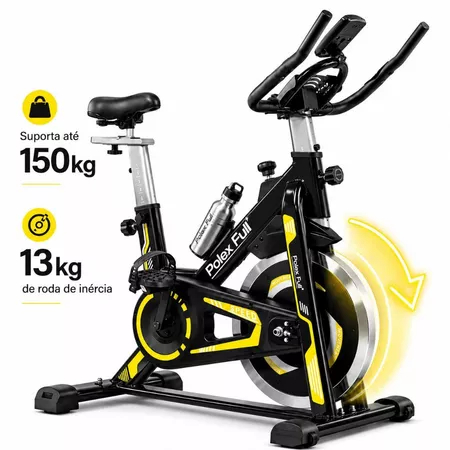 Bicicleta Ergométrica Spinning 13kg de Roda de Inércia - Monitor Digital - Suporta até 150kg - Polex Full