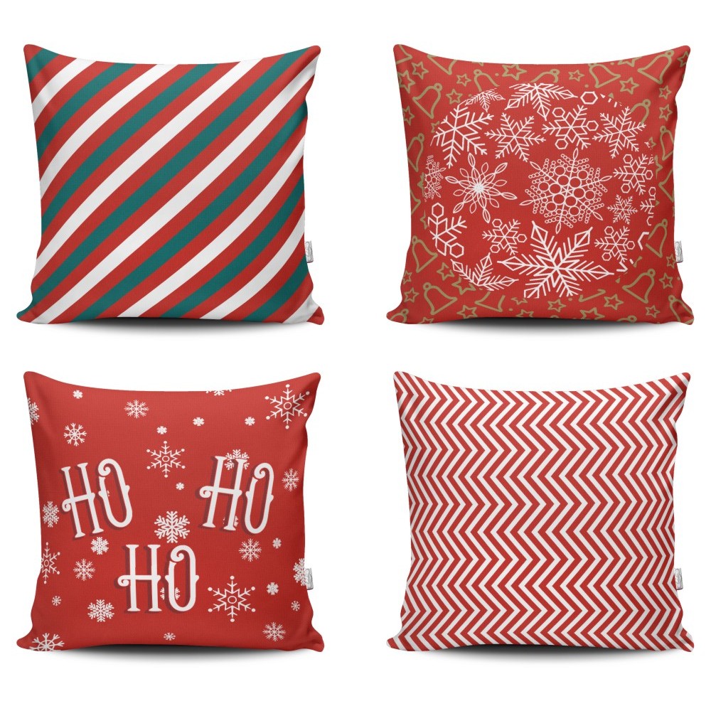 Kit c/ 4 Capas De Almofadas De Natal Decorativas 45x45 - Natal Listras