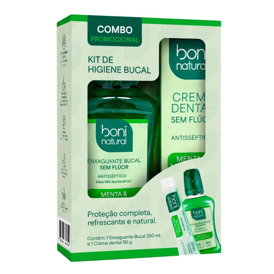 Kit Boni Natural Creme Dental 90g + Enxaguante Bucal 250ml