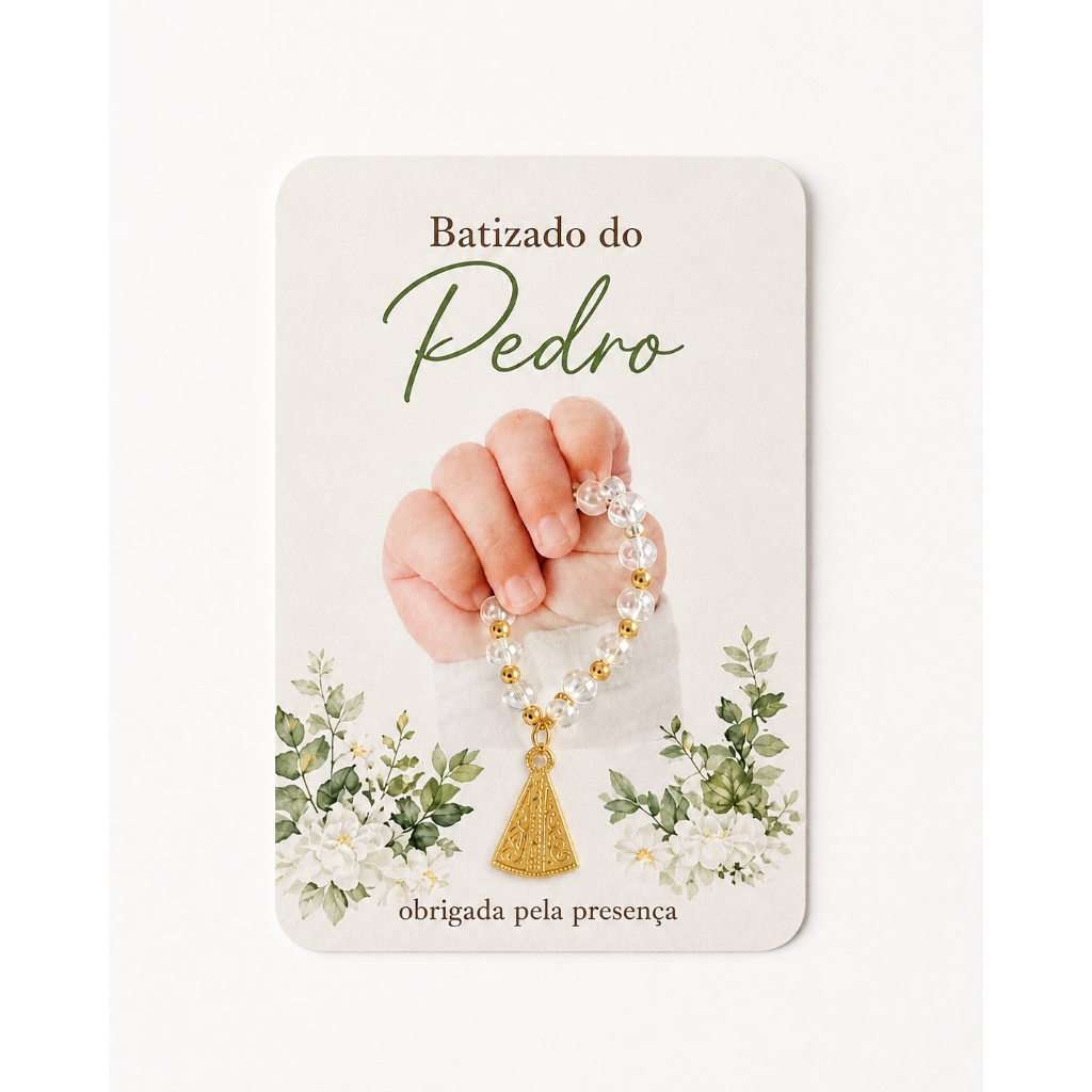 Lembrancinha Batizado Primeira Eucaristia Nascimento Personalizada Mini Terço Dezena Religiosa