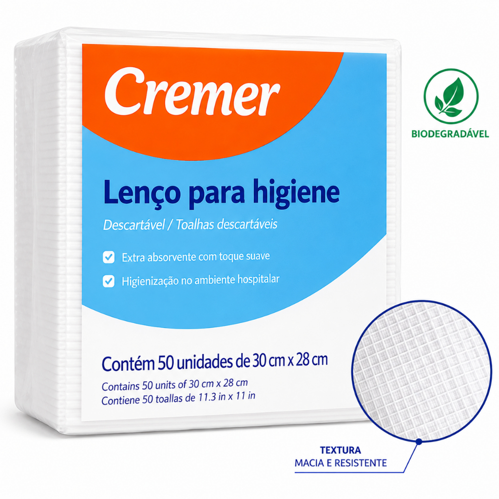 Lenço para Higiene Cremer KIT 1/2/3/4 Pacotes Toalha de Banho Leito Descartável Wipes 30x28