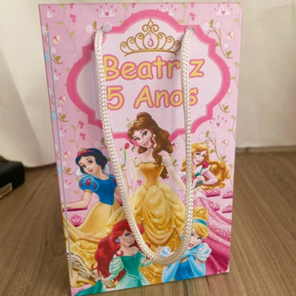 Sacolinhas Personalizadas Princesas Disney | Sacola Lembrancinha Festa Infantil | Kit 10 Unidades