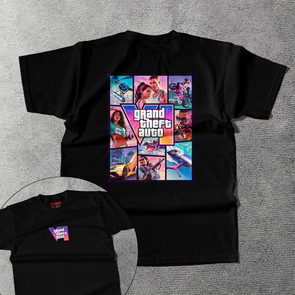 Camiseta GTA 6 Estampada Unissex Masculina Feminina Grand Theft Auto Gamer Streetwear