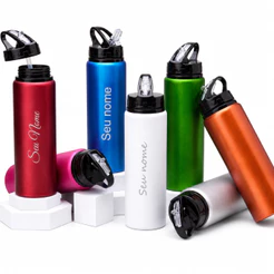 Garrafa Squeeze Alumínio 800ml Personalizada | Com Nome e Canudo | Academia, Escola e Presente