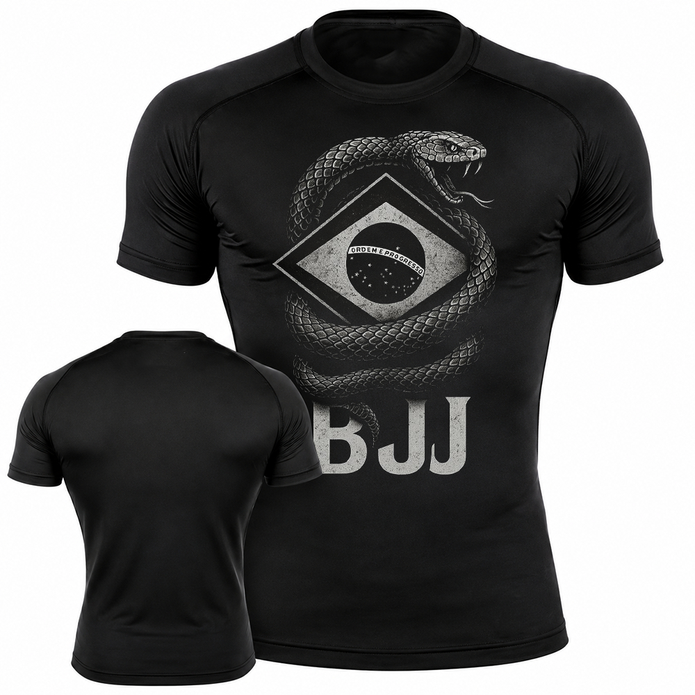 Camiseta De Compressão Jiu Jitsu Luta Brazil gym Manga Curta Academia Treino Camiseta Esportiva Masculino Apertada