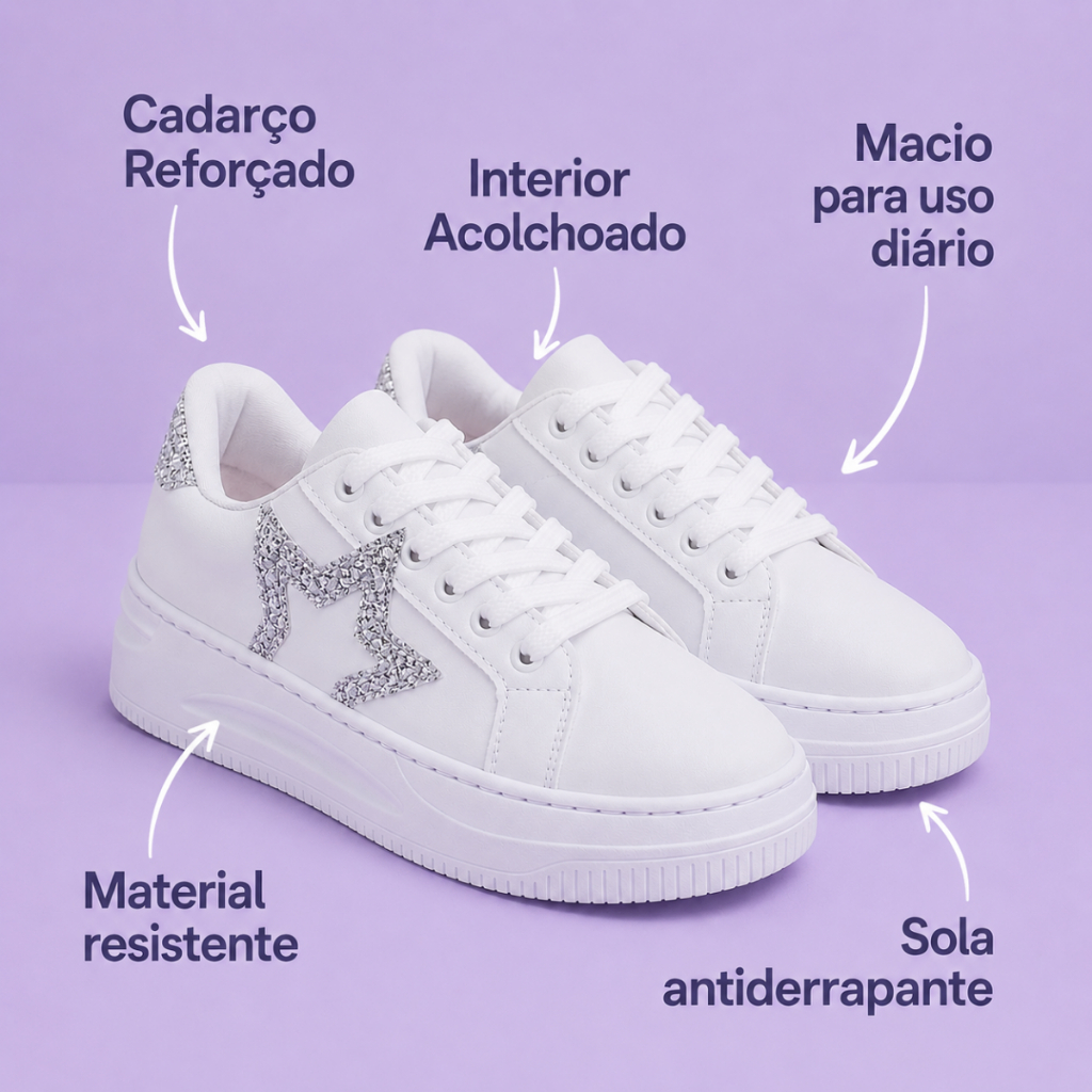Tenis Casual Feminino Confortavel Sola Macia Antiderrapante Urbano Dia a Dia Caminhada — imagem 2 de 2