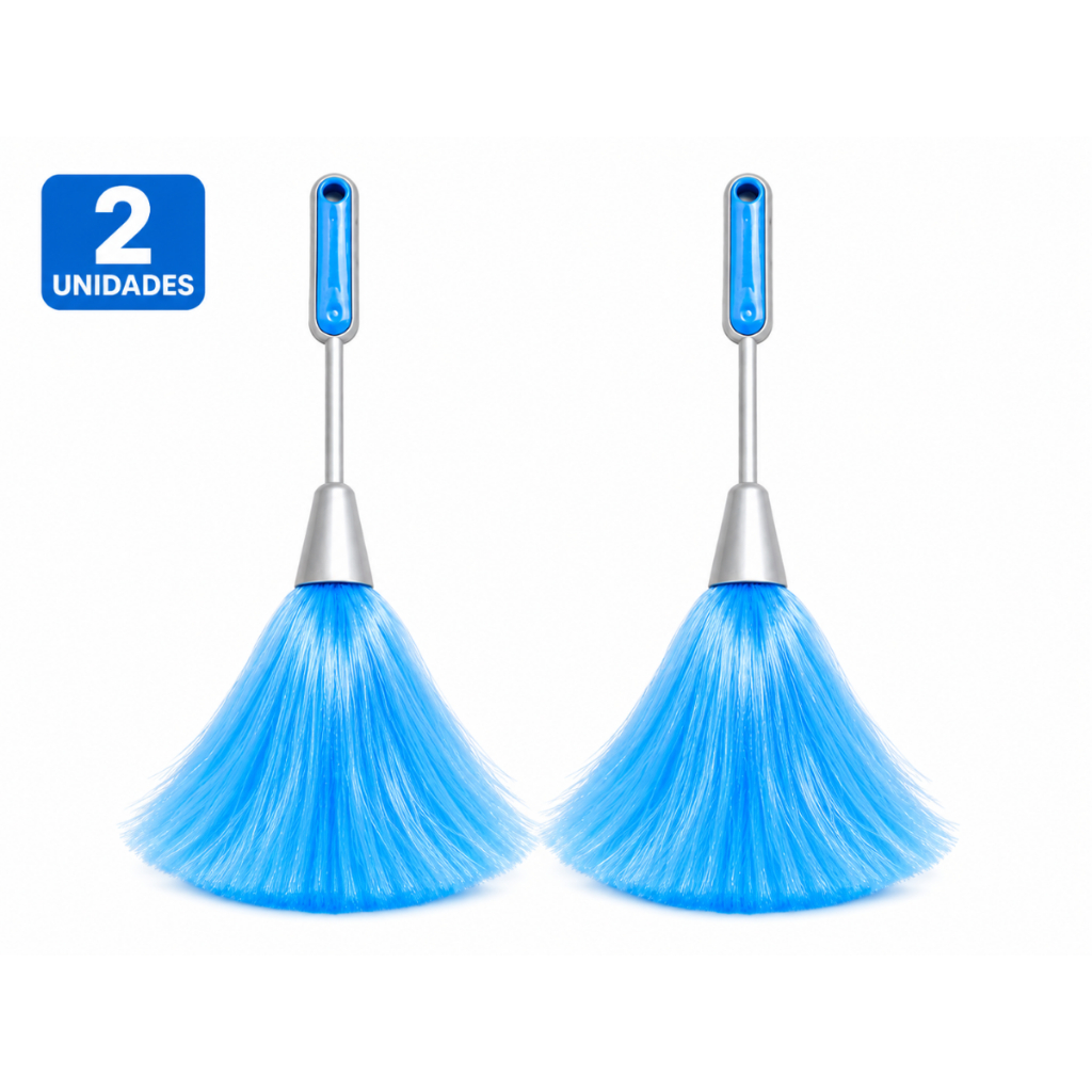 Kit 2 Espanadores de Nylon Sintético Cabo Plástico Verde