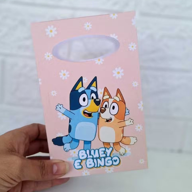 Bluey Rosa Menina Sacolinha Personalizada Festa Infantil Pronta Entrega (Pegue e Monte)