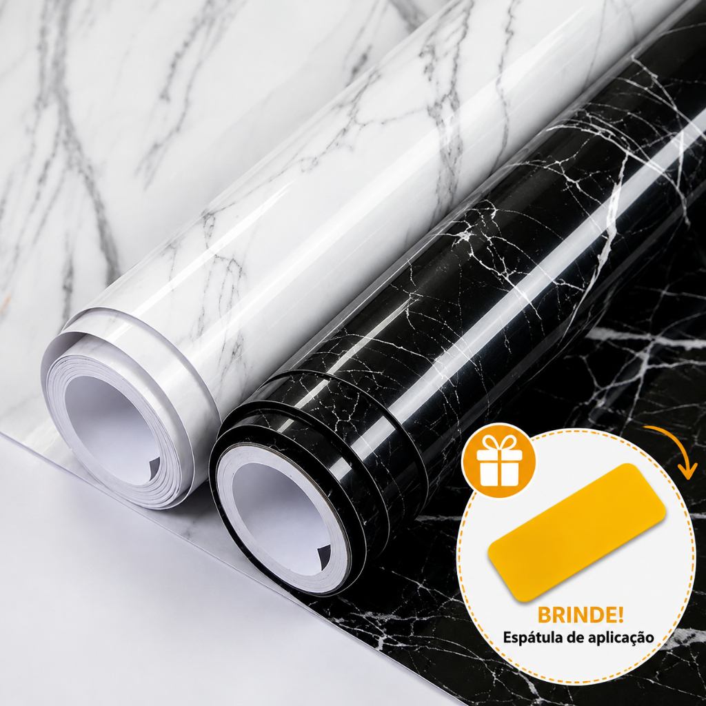 Papel de Parede Adesivo Mármore Preto/Branco 4,5m x 60cm Impermeável Autocolante Cozinha Bancada Móveis 1/2/3 Rolos
