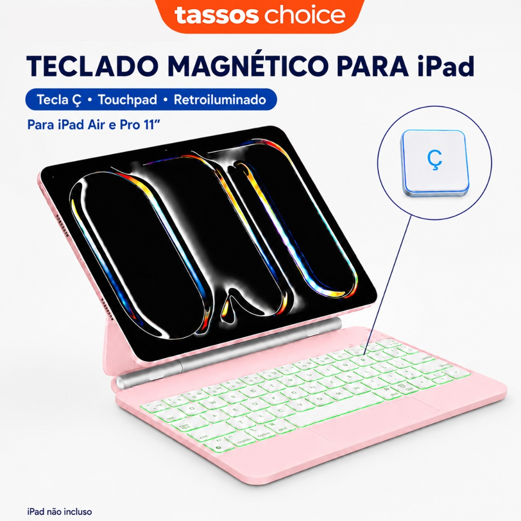 TASSOS Teclado para iPad Air 11 M2 M3 Air 4 5 Pro 11 Capa Magnética Bluetooth To