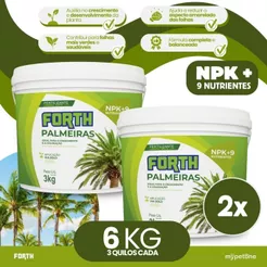Kit 2 Adubo Fertilizante Forth Palmeiras Balde 3kg Crescimento