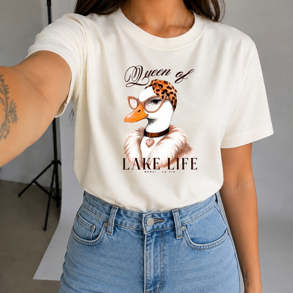 Tshirt Feminina Queen of Lake Pato Fashion Estampada Camiseta Feminina Estilo Tumblr Casual Moderna