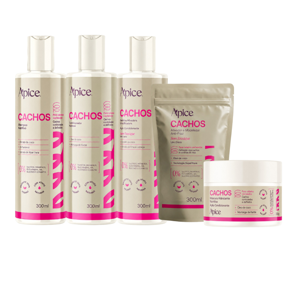 Kit Cachos shampoo gelatina cond mascara refil Apice