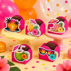 50 Forminhas para Doces – Tardezinha Tropical – com Apliques para Colagem – Decoração Festas