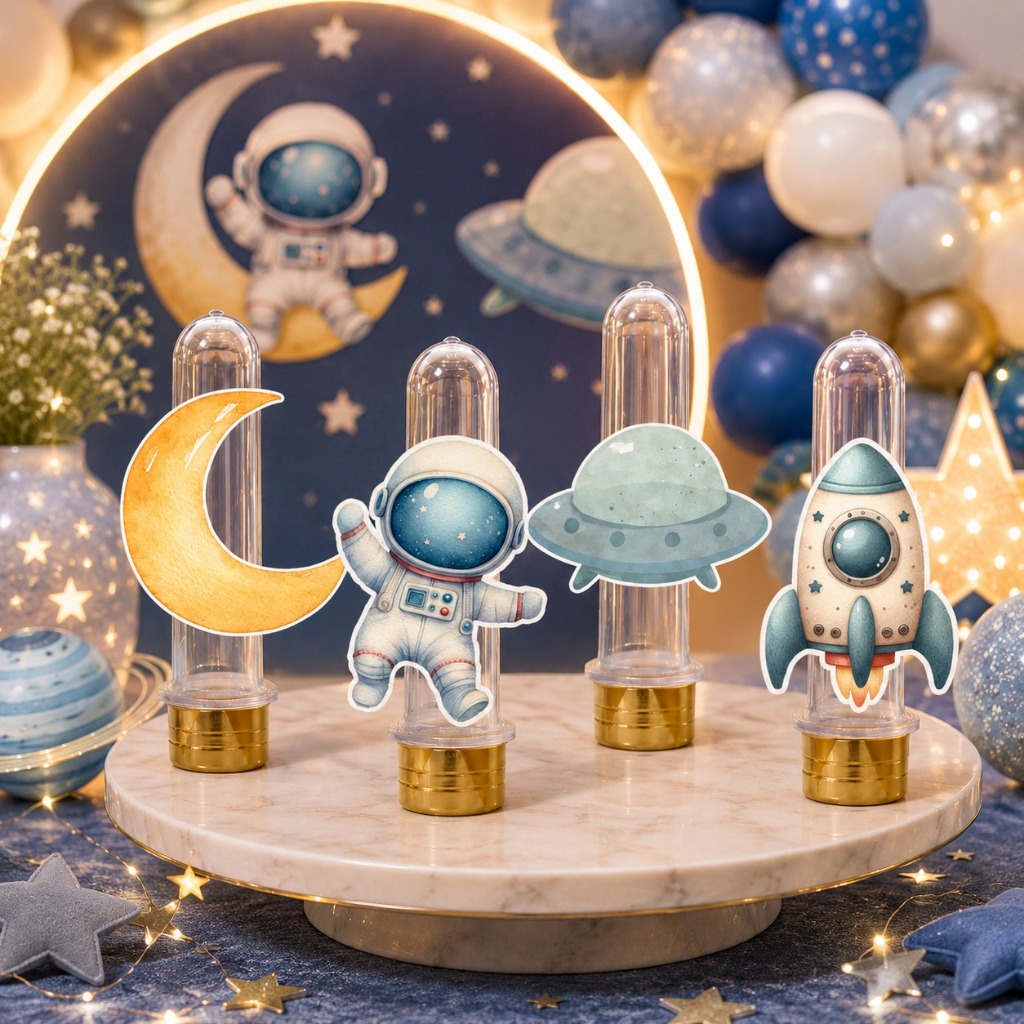 Aplique para Tubete Astronauta Personalizado | Decoração Festa Infantil | Lembrancinha Aniversário | Kit Festa Astronaut