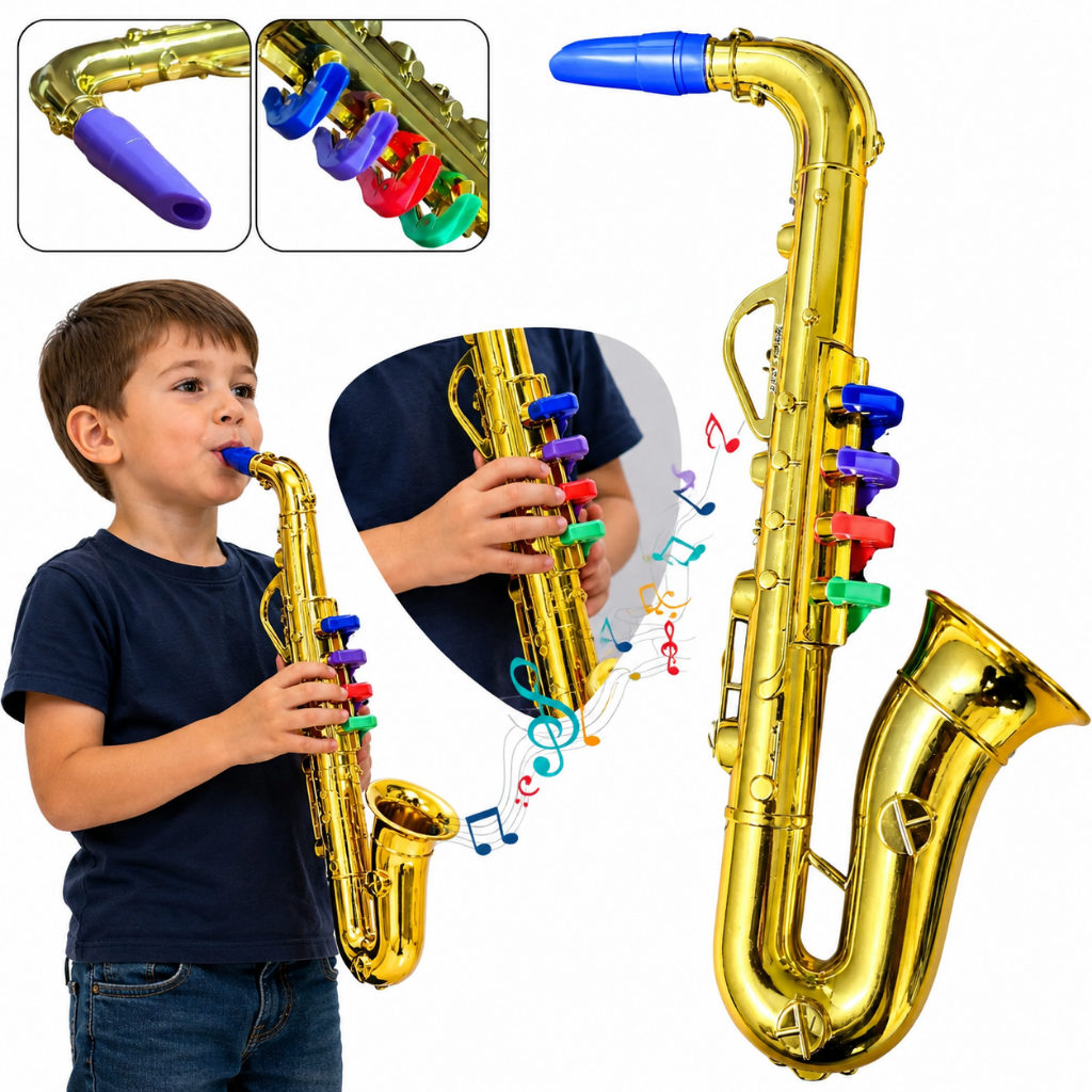 Mini Saxofone Infantil Brinquedo Musical Instrumento Educativo Iniciante Som Real Presente Unissex Criança Menino Menina