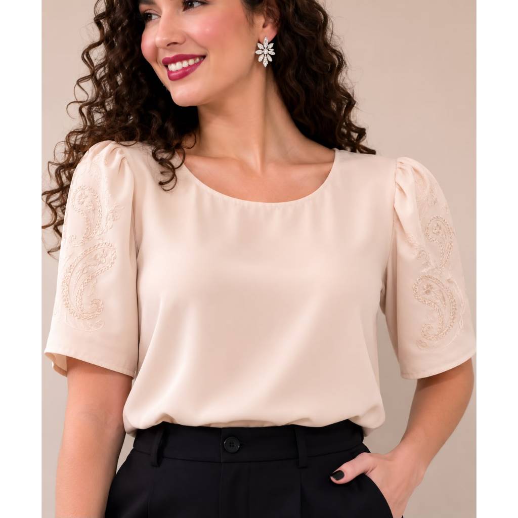 Blusa Feminina Elegante Casual Social Confortável Moda Feminina Blusa Feminina Manga Curta