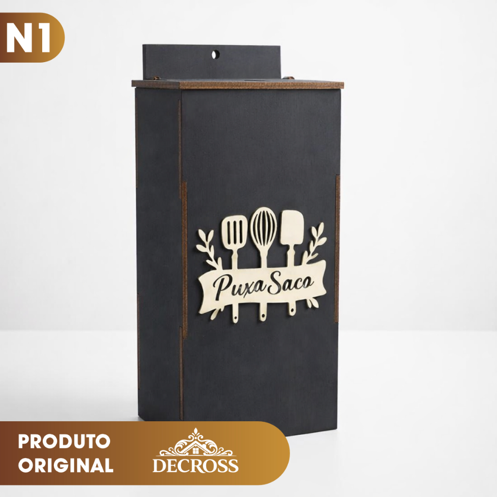 Puxa Saco Parede Mdf Organizador De Sacolas Cozinha