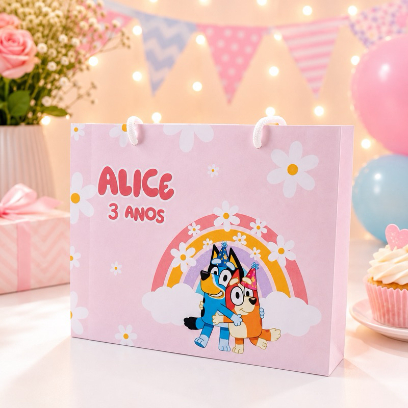 Sacolinha Sacola Personalizada | Chá de bebe | Lembrancinha Bluey e Bingo 2