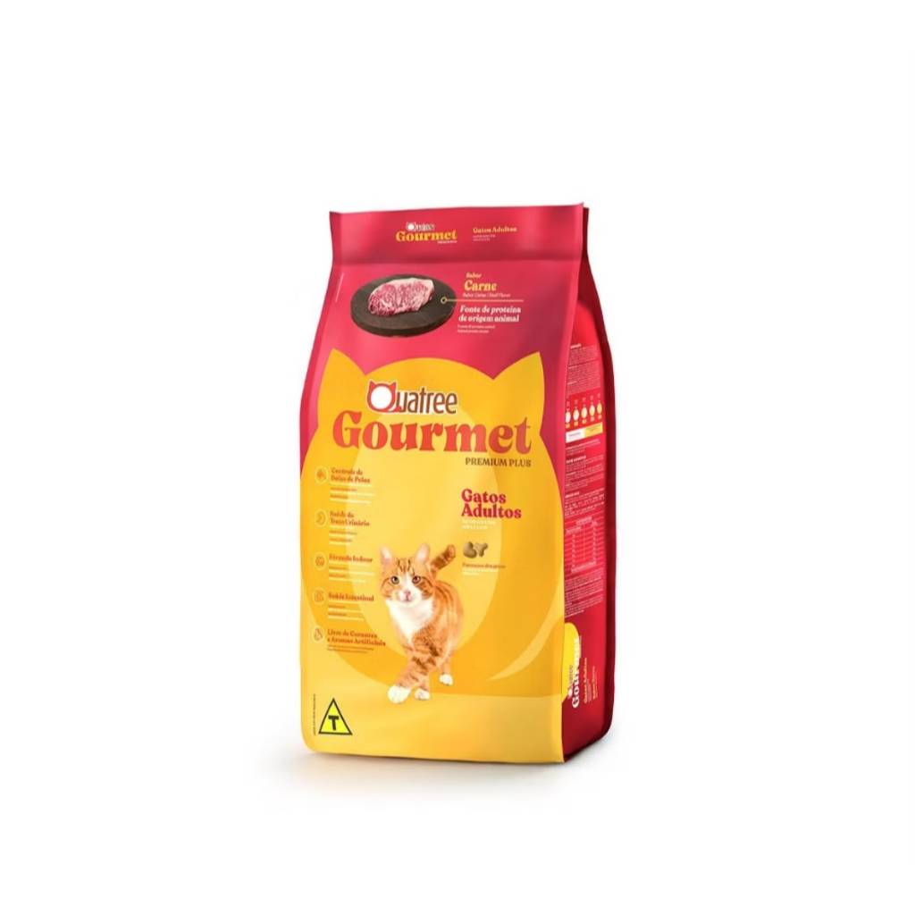 Ração Quatree Gourmet Gatos Adultos Sabor Carne 10kg