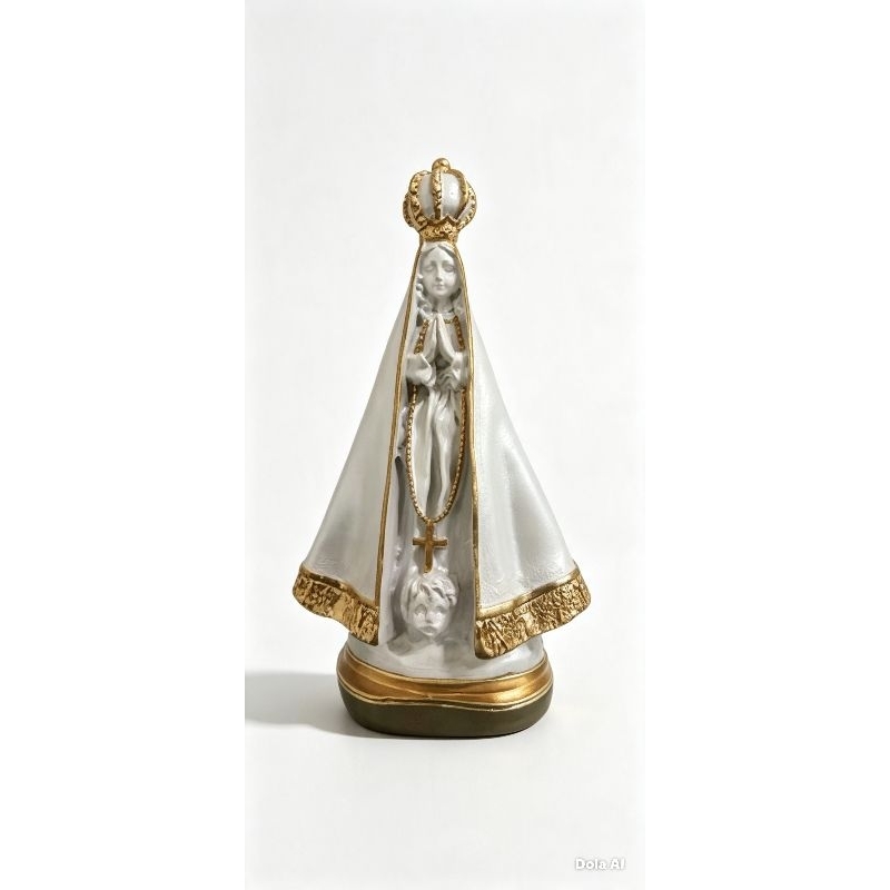 Imagem Nossa Senhora Aparecida Manto Liso Perolado e Dourado 22 cm