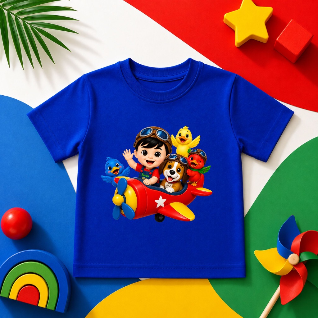 Camiseta Infantil Patos Coloridos Bento e Totó 100% Algodão Estampada Unissex para Crianças