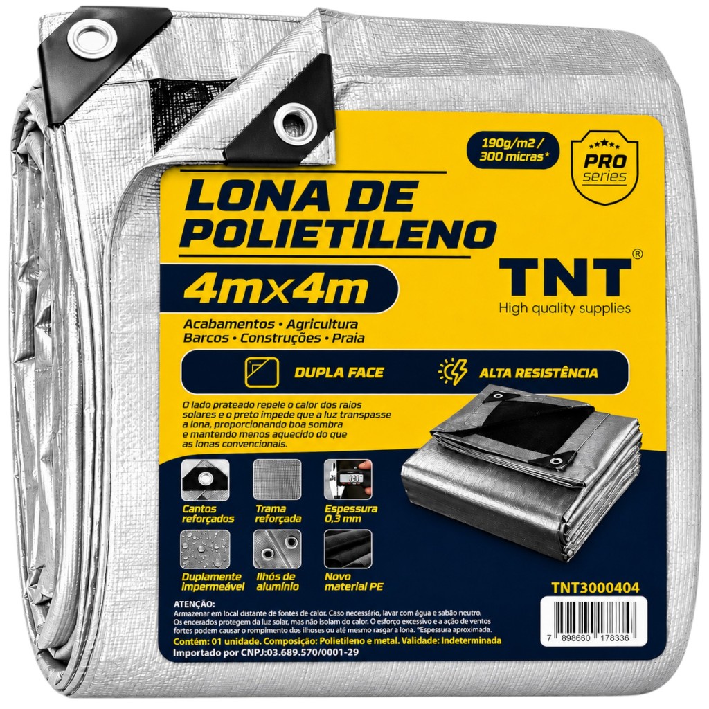 Lona 4x4 EXTRA FORTE 300 Micras Ilhós Reforçado Dupla Face TNT