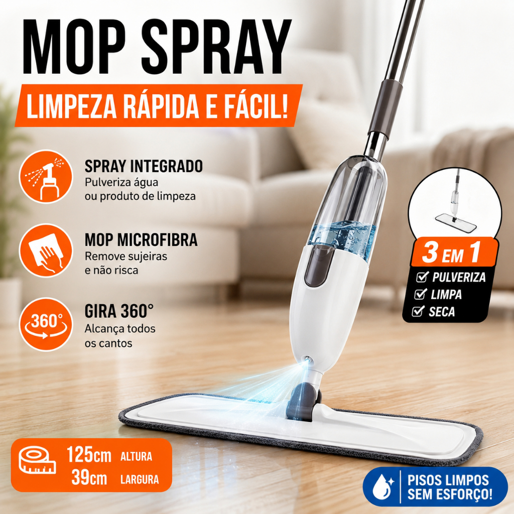 Mop Spray Limpeza Doméstica Mop de Microfibra 360° Tanque Removível Limpeza Rápida Para Pisos Cerâmico Madeira