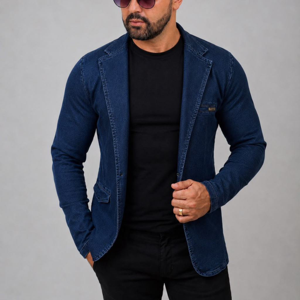 Blazer Masculino Slim Alfaiataria Sarja Acetinada Elastano Esporte Fino Corte Italiano Social Elegante Premium  2Botões
