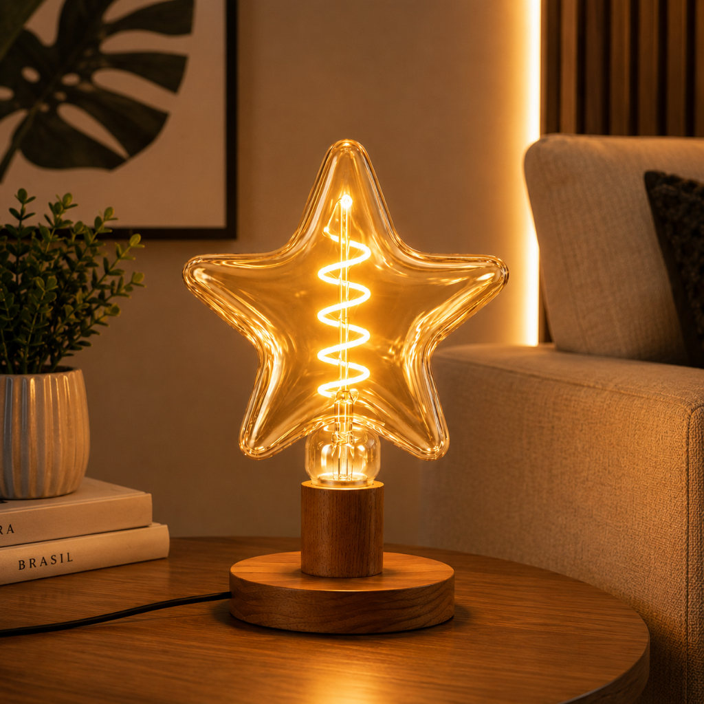 Lâmpada Filamento Led Retrô Vintage Estrela Star Decorativa 4w 2200k Âmbar Bivolt