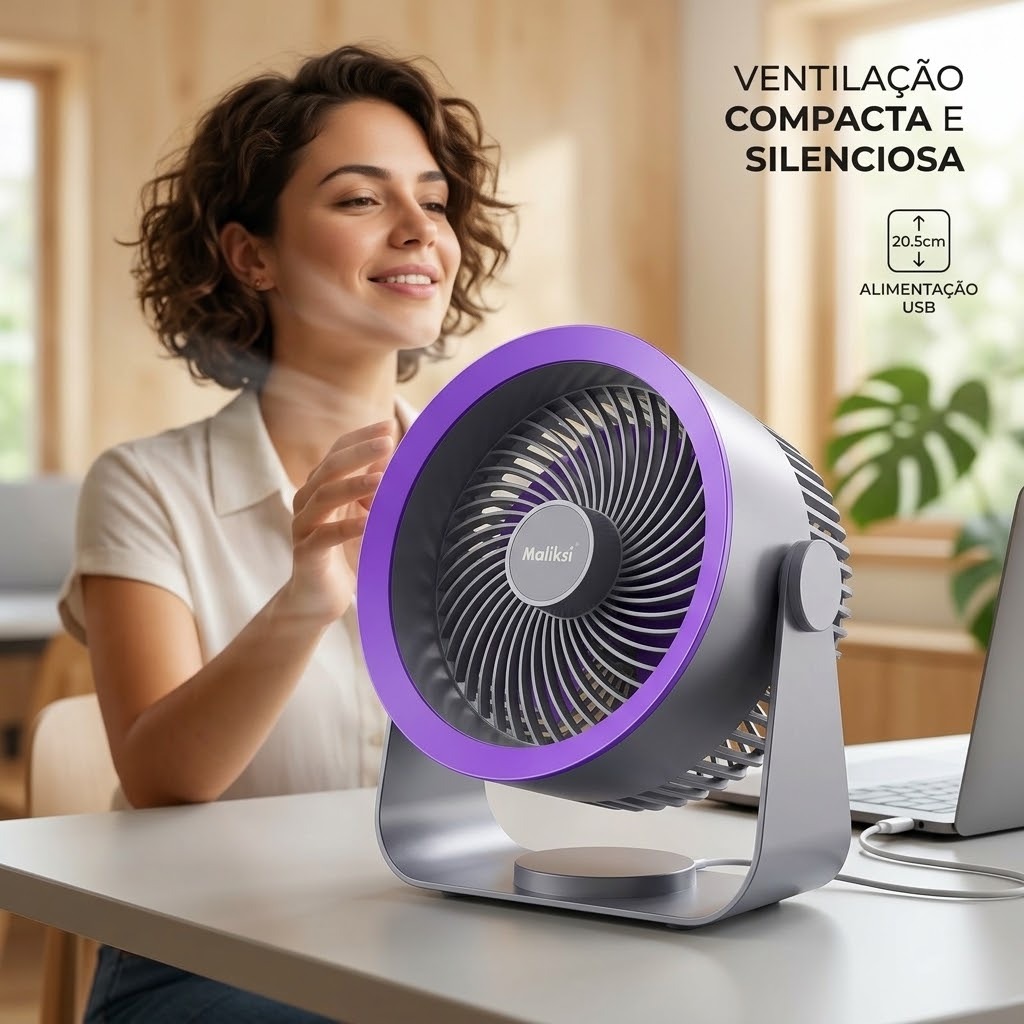 Ventilador De Mesa Super Silencioso Sem Fio Portátil 3 Nivel Novo 2024