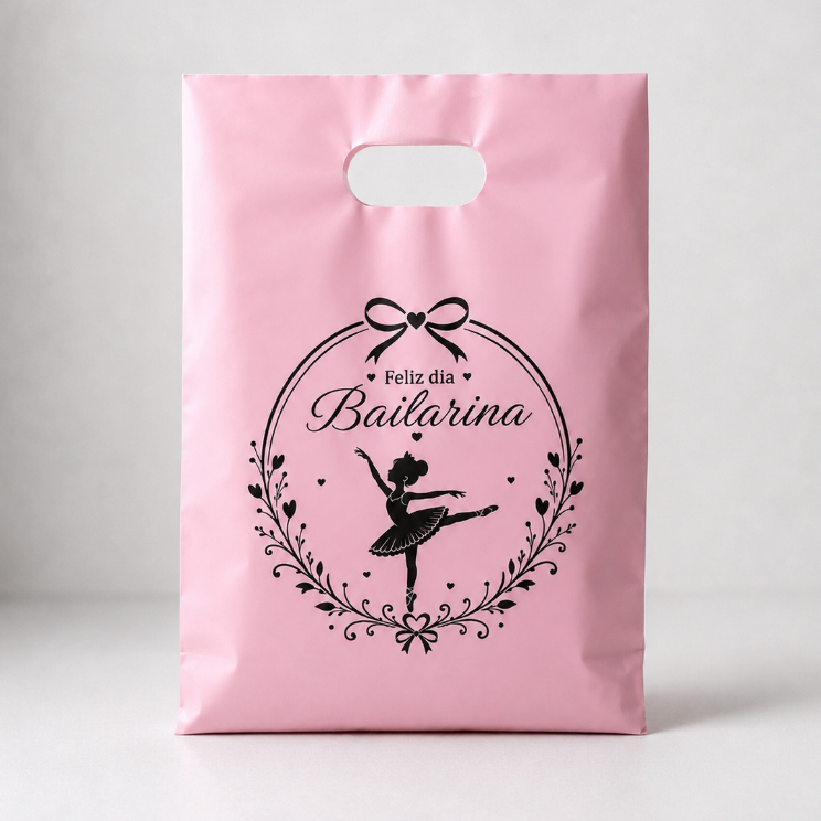 Sacola Personalizada 20x30  Bailarina Rosa bebe – Lembrancinha para Festa Infantil e Aniversário