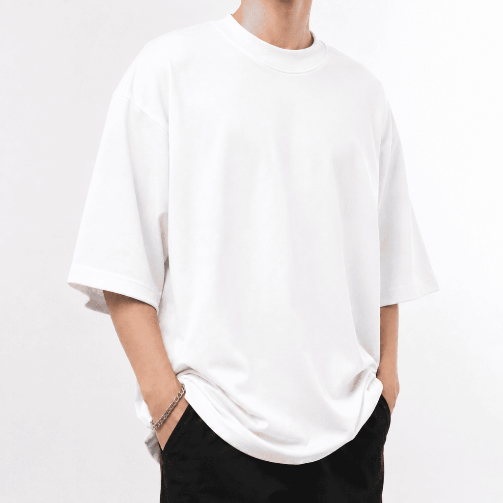 Camiseta Oversized Masculina Academia Larga Premium Gola Reforçada Confortável 100% Algodão Branca
